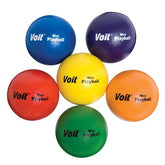 A colorful foam ball showcasing various bright colors, perfect for outdoor games and fun activities.